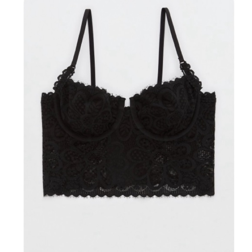 Aerie Show Off Coquette Black Lace Bralette